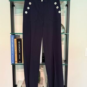 Tommy Hilfiger Women's Navy Trousers with Button Details P004
